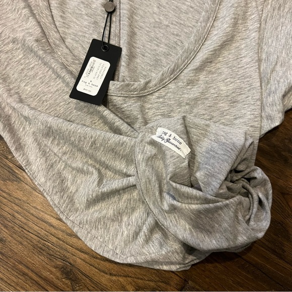 Rag & Bone The Slub U-Neck Tee Heather Grey - Picture 7 of 8